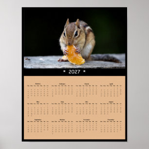 Póster Calendario mural de ardilla de 2027 - Vecino curio