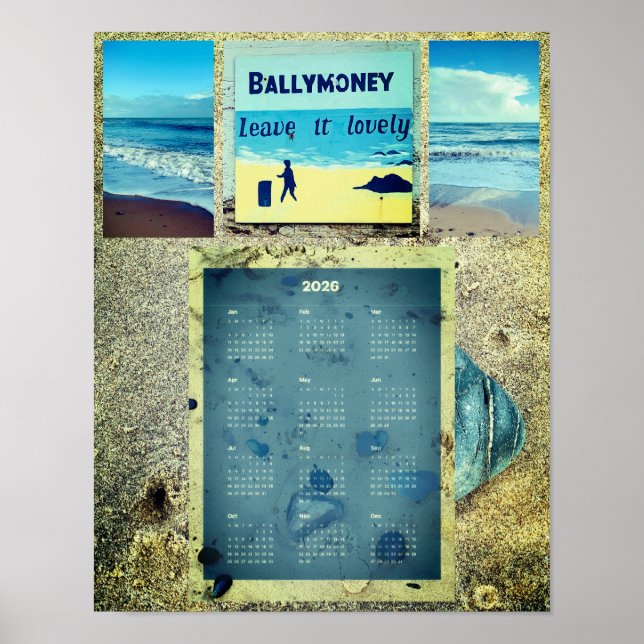 Póster Calendario mural de Ballymoney Beach 2026 (Frente)