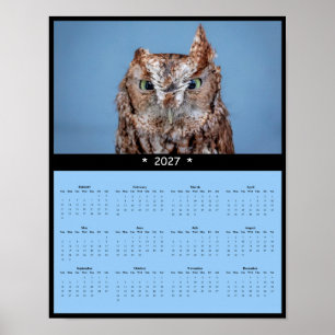 Póster Calendario mural de búho chillo oriental 2027 - Bo