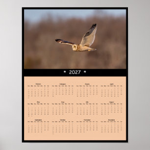 Póster Calendario mural de búho orejicorto 2027: Centinel