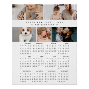 Póster Calendario mural de collage de fotos moderno 2026