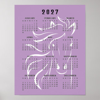 Póster Calendario mural de diseño de caballo hermoso 2027