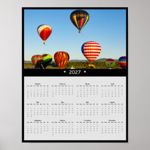 Póster Calendario mural de globo aerostático de 2027 - Ho