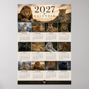 Póster Calendario mural de grandes felinos salvajes 2027