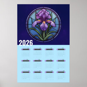 Póster Calendario mural de Iris Púrpura 2026