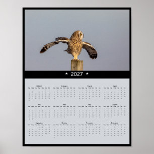 Póster Calendario mural de lechuza de orejas cortas 2027