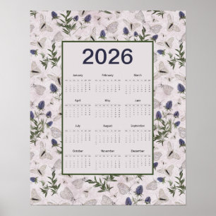 Póster Calendario mural de mariposas cardo 2026
