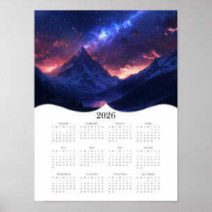 Póster Calendario mural del año completo Montaña Celestia