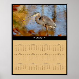 Póster Calendario mural del Gran Garzón Azul 2027 Pacient