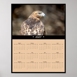 Póster Calendario mural del halcón de cola roja 2027 - Ho