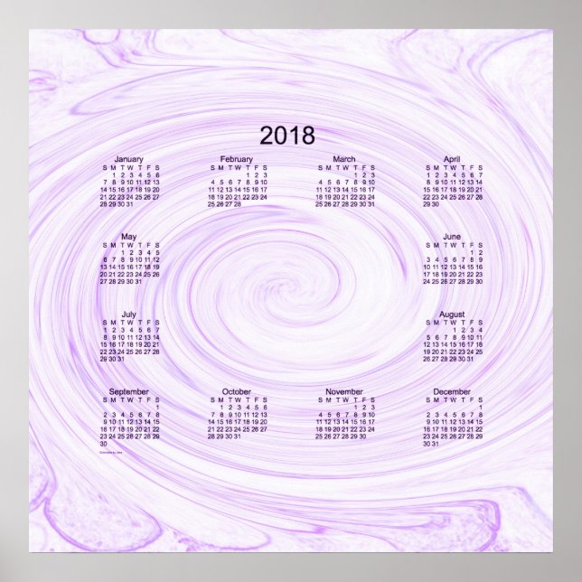 Póster Calendario mural espiral púrpura 2018 de Janz Post (Frente)