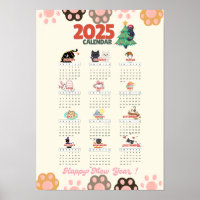 Calendario mural Feliz Año Mew 2025 para amantes d