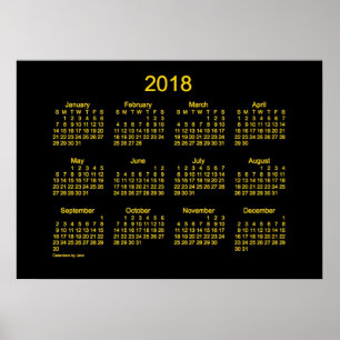 Póster Calendario mural Neon Gold 2018 de Janz