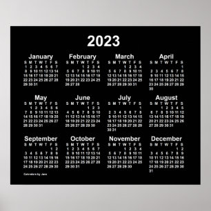Póster Calendario mural Neon White 2023 de Janz Poster