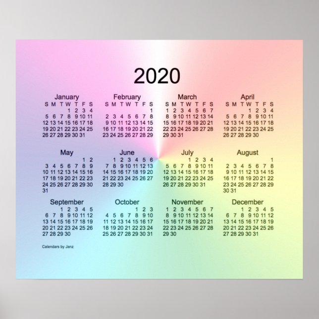 Póster Calendario mural Shimmer 2020 de Janz Print (Frente)