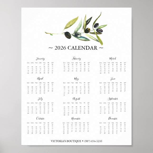 Póster Calendario Olive Business Promo 2025 (Frente)