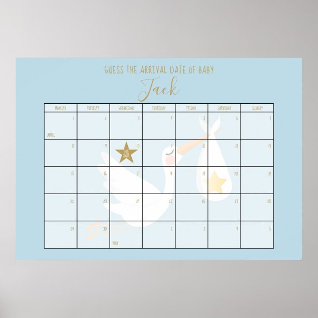 Póster Calendario para Adivinar la Fecha de Nacimiento Az (Frente)