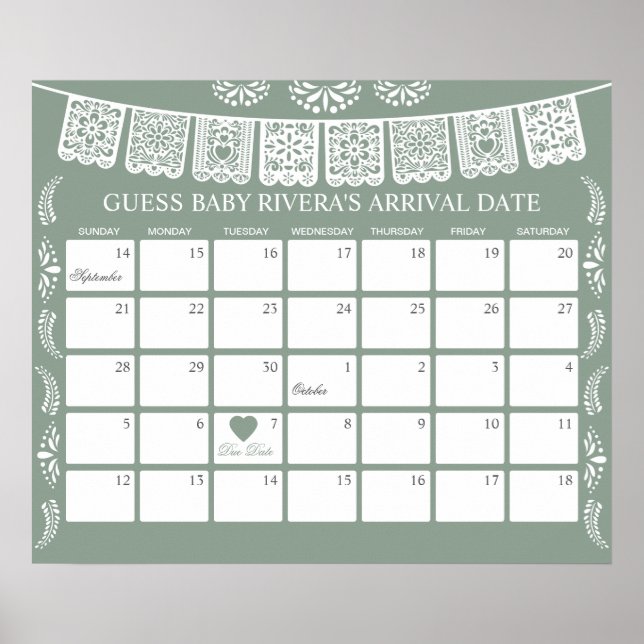 Póster Calendario para adivinar la fecha probable Cielito (Frente)