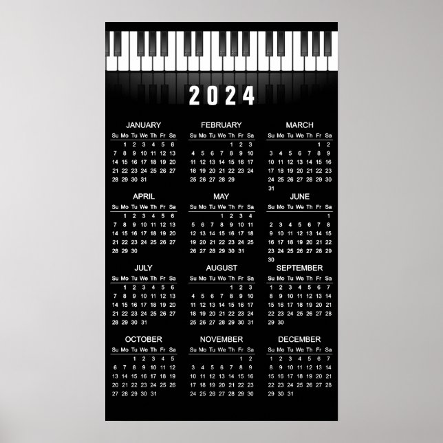 Póster Calendario Paridero de Piano 2024 (Frente)
