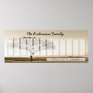 Póster Calendario Perpetuo Personalizado de Familia de Hi