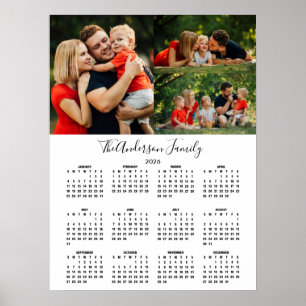 Póster Calendario personalizado 2026 con 3 fotos en colla