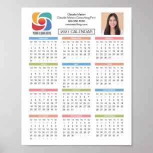 Póster Calendario personalizado 2027 Logotipo de empresa