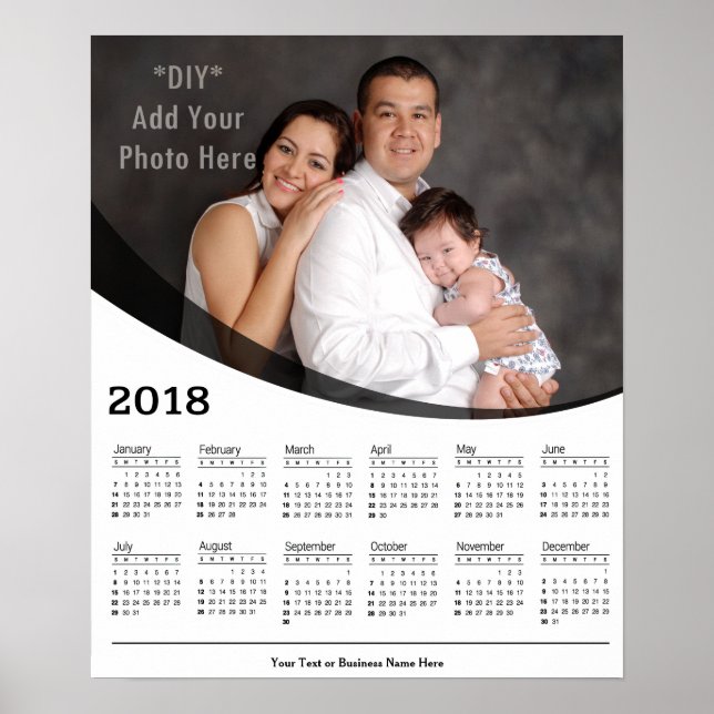 Póster Calendario personalizado de 2018 con foto Poster (Frente)