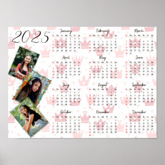 Póster Calendario personalizado de familia de 3 Collages