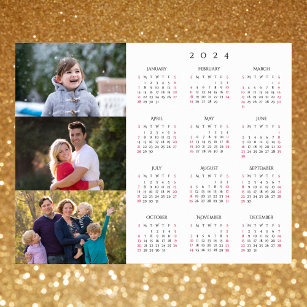 Póster Calendario personalizado de familia de 3 Collages 