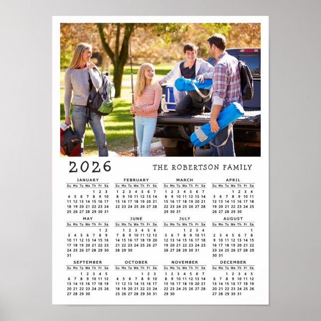 Póster Calendario personalizado de fotos de la familia 20 (Frente)