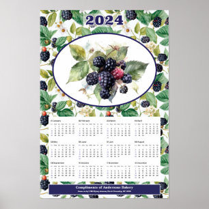 Póster Calendario personalizado de moras negras 2024