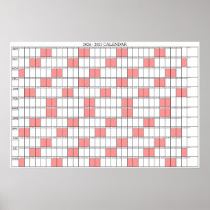 Póster Calendario Planificador Anual 2026 - 2027 para Par