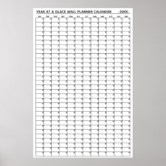 Póster Calendario Planificador Anual en la Pared sin Fech