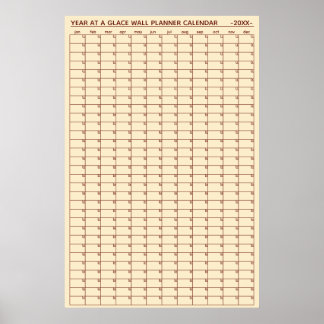 Póster Calendario Planificador Anual en Pared sin Fecha