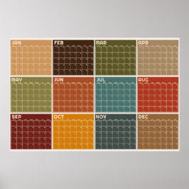 Póster Calendario Planificador Anual sin Fecha de Color O