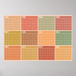 Póster Calendario Planificador Boho Tonos Tierra Sin Fech