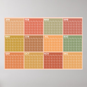 Póster Calendario Planificador Boho Tonos Tierra Sin Fech