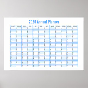 Póster Calendario Planificador de Pared Año a Vista 2026