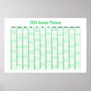 Póster Calendario Planificador de Pared Año a Vista 2026