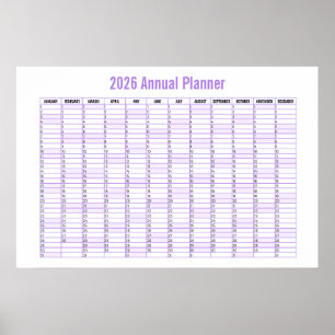 Póster Calendario Planificador de Pared Año a Vista 2026