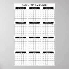 Póster Calendario Planificador de Pared Año Académico 202