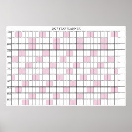 Póster Calendario Planificador de Pared Simple de un Año 