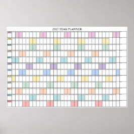 Póster Calendario Planificador de Pared Simple de un Año 