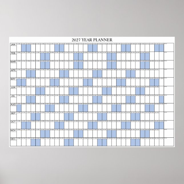 Póster Calendario Planificador de Pared Simple de un vist (Frente)