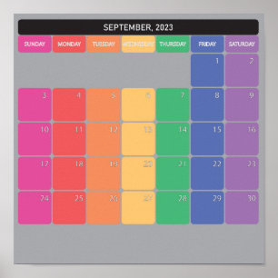 Póster Calendario planificador de septiembre de 2023 con