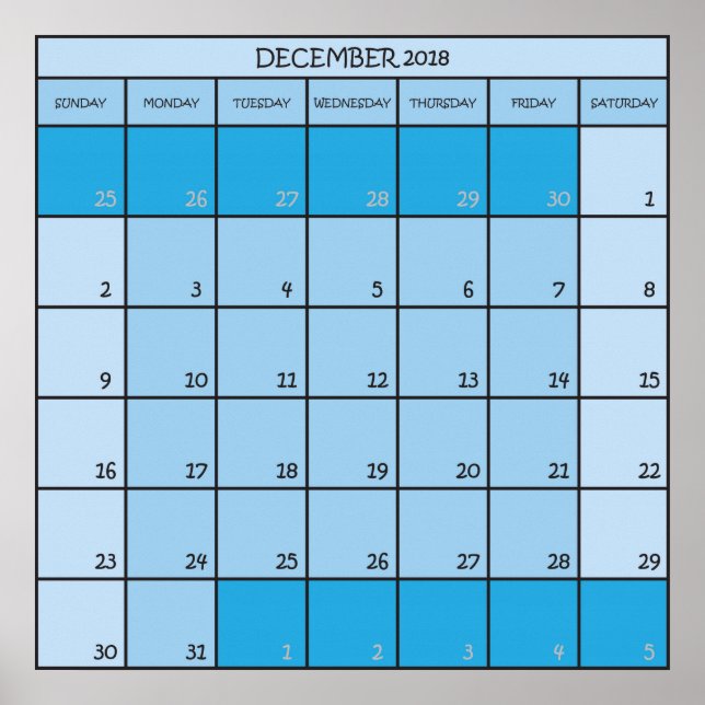 Póster calendario planificador diciembre 2017 (Frente)