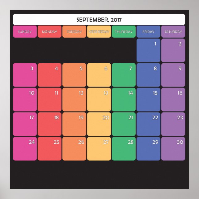 Póster calendario planificador septiembre 2017 (Frente)