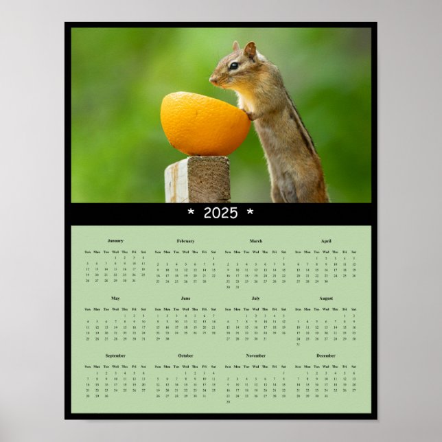 Póster Calendario Poster de Ardilla de 2025 (Frente)