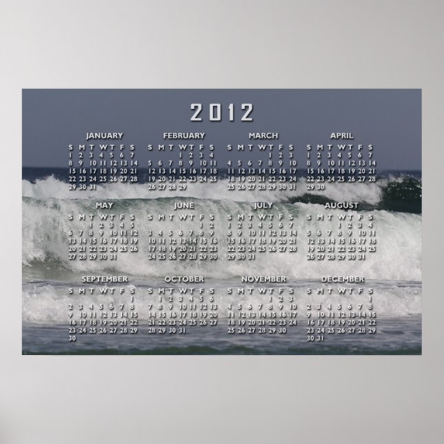 Póster Calendario Poster de olas del océano (Frente)