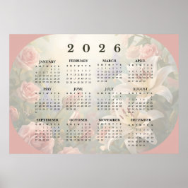 Póster Calendario Poster Horizontal de Pared 2026